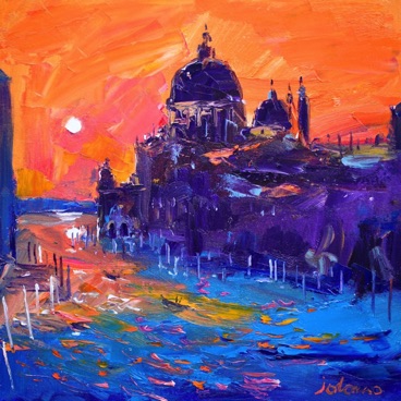 Moon on the Grand Canal Venice 16x16